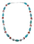 Turquoise and Oyster Shell Genuine Sterling Silver Navajo Bead Necklace JX130268